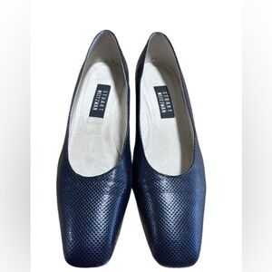 Stuart Weitzman Navy Textured Low Heel Pumps | Classic Dress Shoes